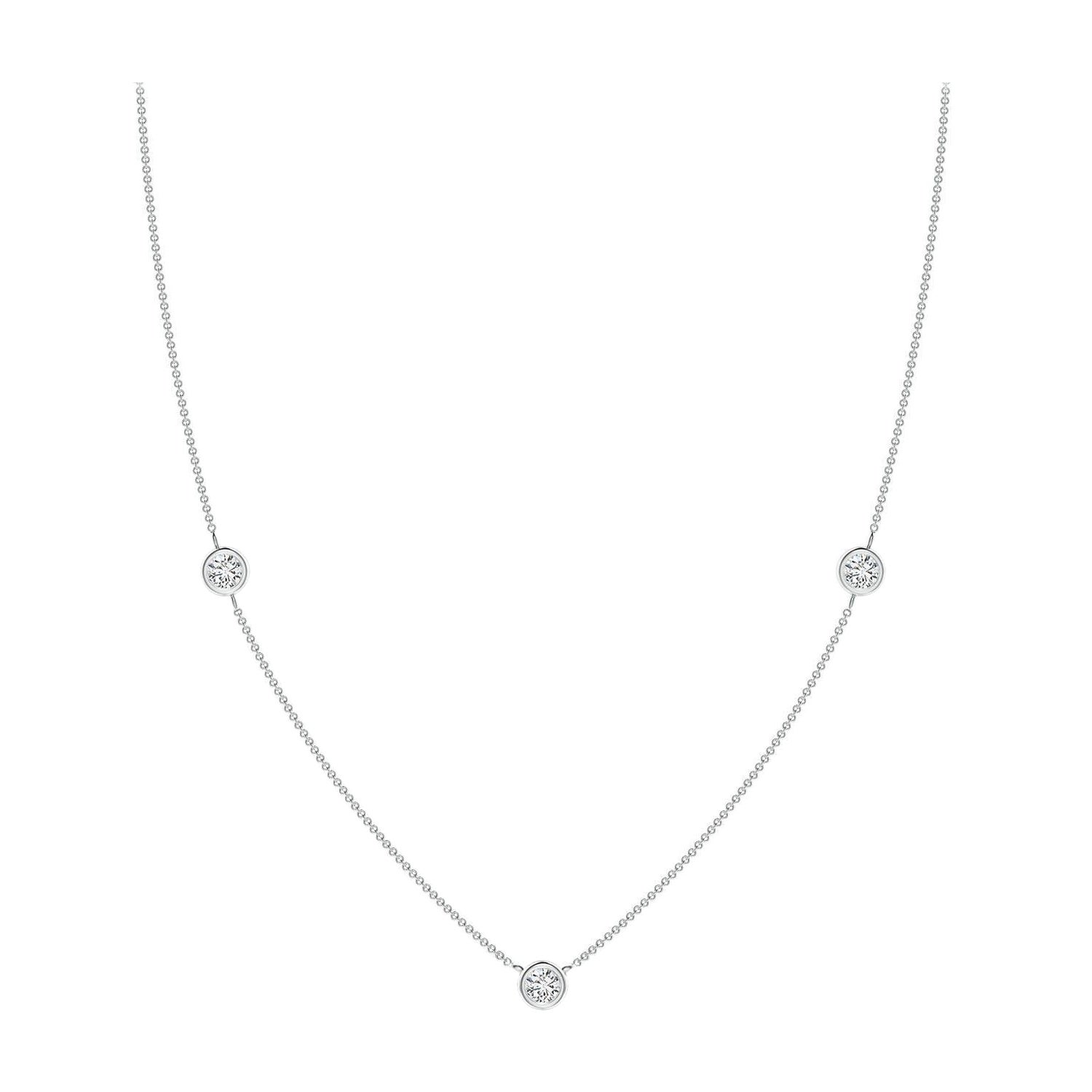 Angara Collar de Cadena de Diamantes Redondos Naturales Engastados en Bisel en Platino para Mujer