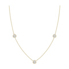 Collier à chaîne en or jaune 14K et diamants ronds sertis clos Angara Nature