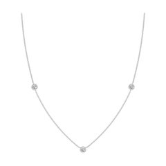 Collier à chaîne en or blanc 14 carats avec diamants ronds sertis clos Angara Nature