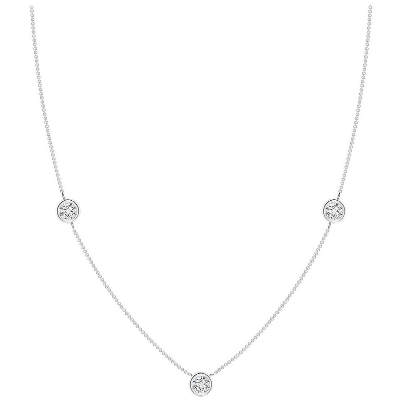 Angara Collar de Cadena de Diamantes Redondos Naturales Engastados en Bisel en Platino para Mujer