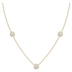 Collana con catena di diamanti Angara Nature con castone rotondo da 1,5 carati in oro giallo 14 carati