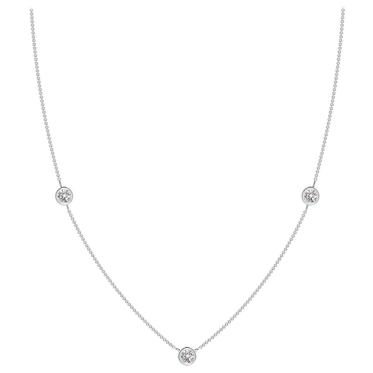 Collier à chaîne en or blanc 14 carats avec diamants ronds sertis clos Angara Nature