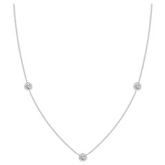 Collier à chaîne en or blanc 14 carats avec diamants ronds sertis clos Angara Nature
