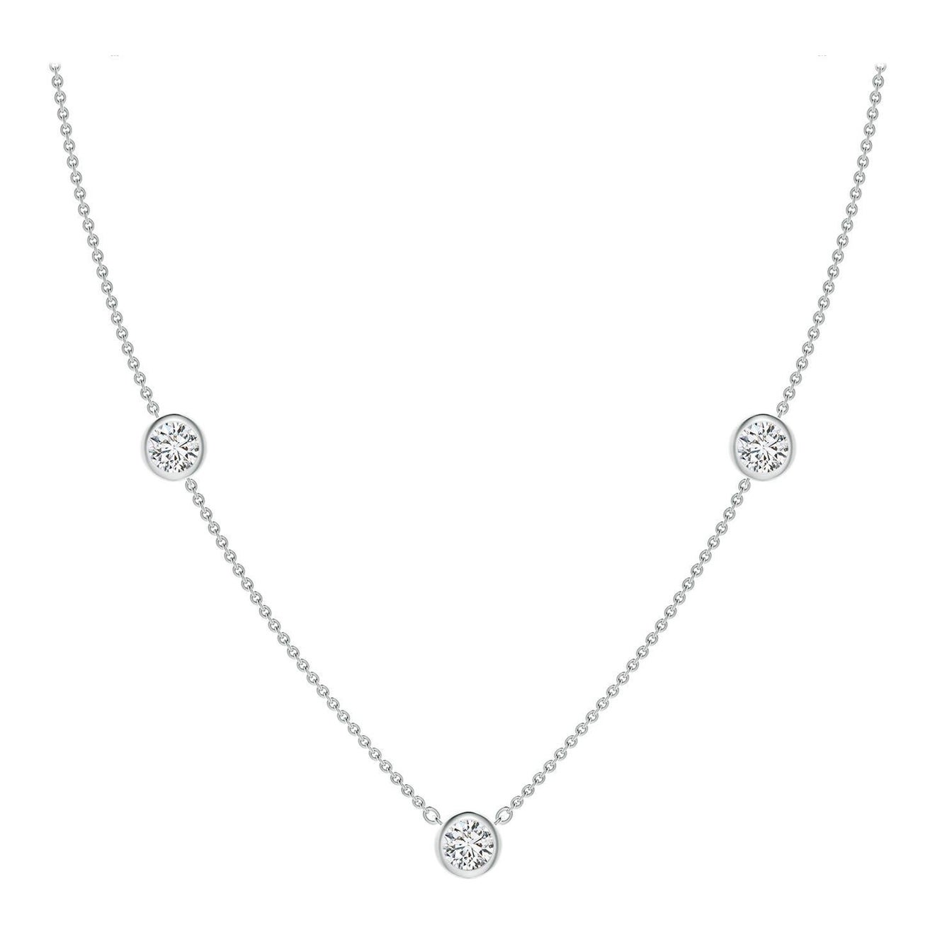 Collier de chaîne en platine avec diamants ronds de 1,5 ct sertis clos et naturels Angara