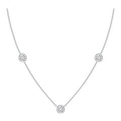 Collier de chaîne en platine avec diamants ronds de 1,5 ct sertis clos et naturels Angara
