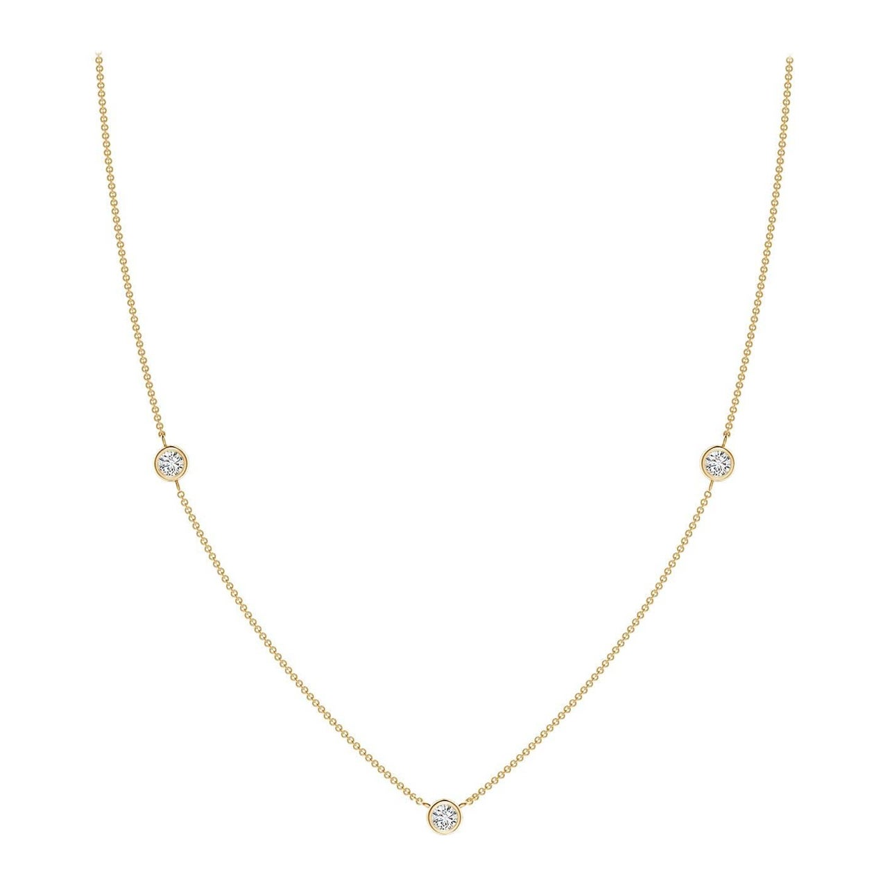 Collier à chaîne en or jaune 14K et diamants ronds sertis clos Angara Nature