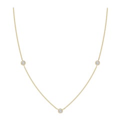 Collier à chaîne en or jaune 14K et diamants ronds sertis clos Angara Nature