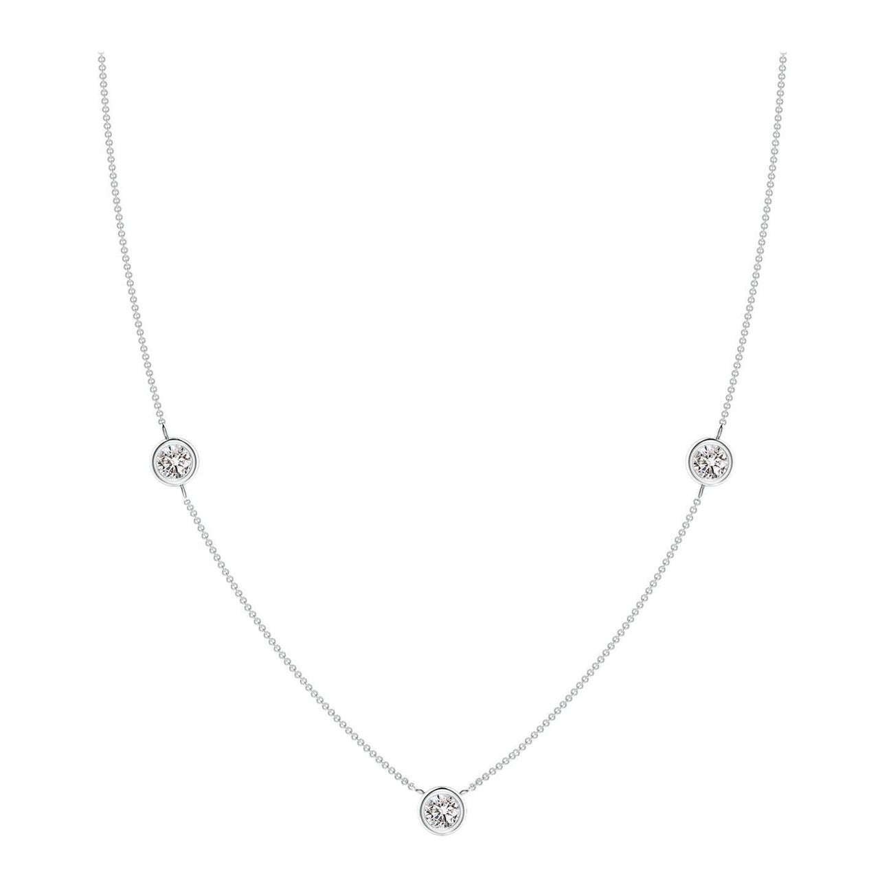 Collier à chaîne en or blanc 14 carats avec diamants ronds sertis clos Angara Nature en vente