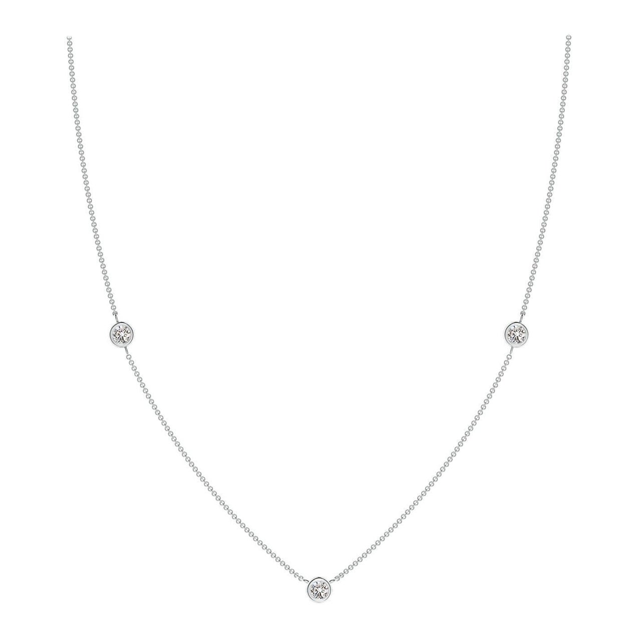 Angara Collar de Cadena de Diamantes Redondos Naturales Engastados en Bisel en Platino para Mujer
