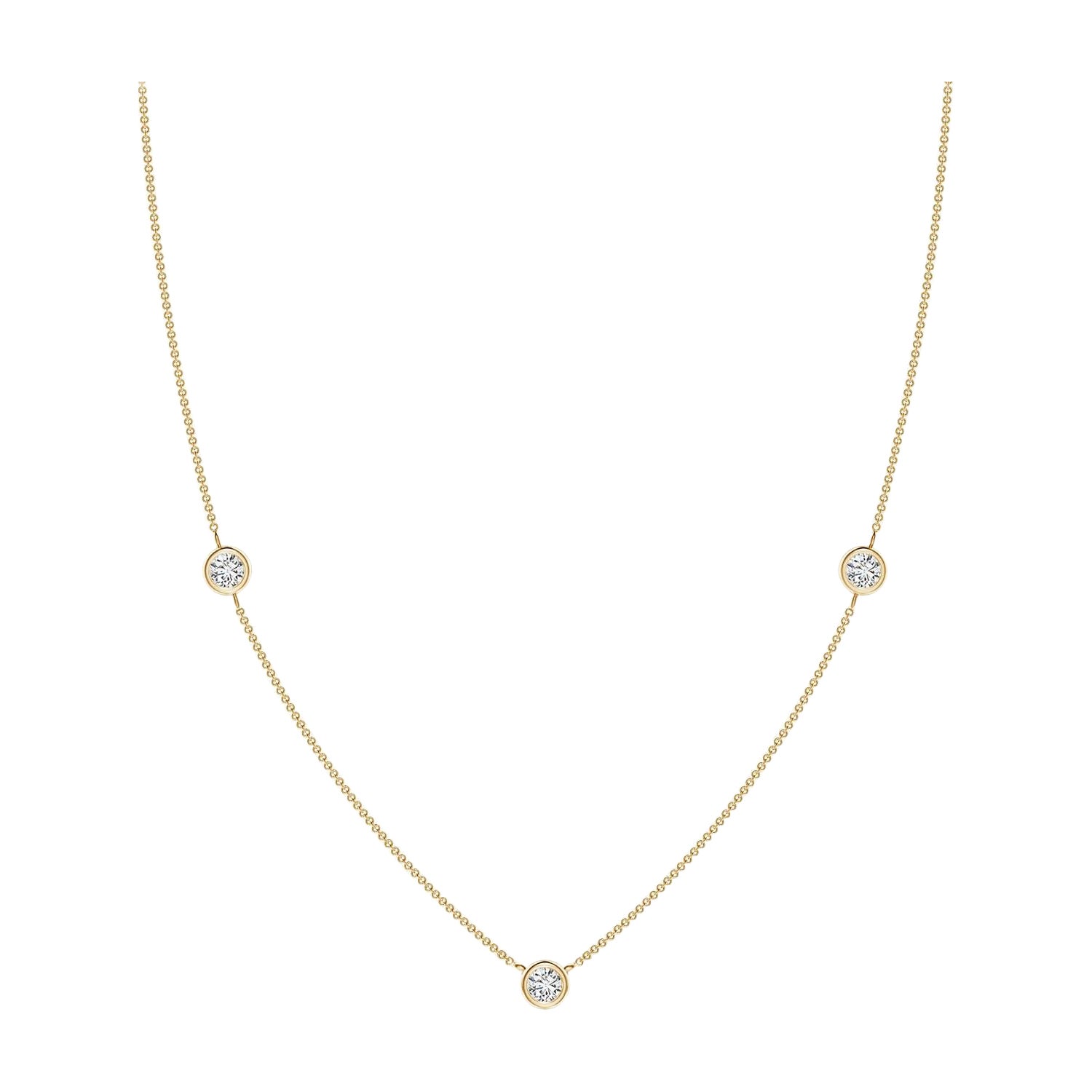 Collier à chaîne en or jaune 14K et diamants ronds sertis clos Angara Nature