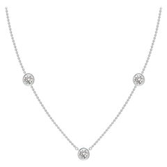 Collana con catena di diamanti Angara Natural Bezel-Set Round 1.5 ct in oro bianco 14K