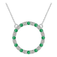 Angara Natural 1.2 ct Emerald and Diamond Circle Eternity Pendant in Platinum