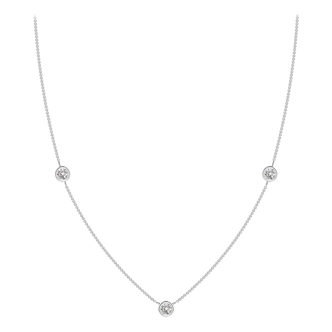 Angara Collar de Cadena de Diamantes Redondos Naturales Engastados en Bisel en Platino para Mujer