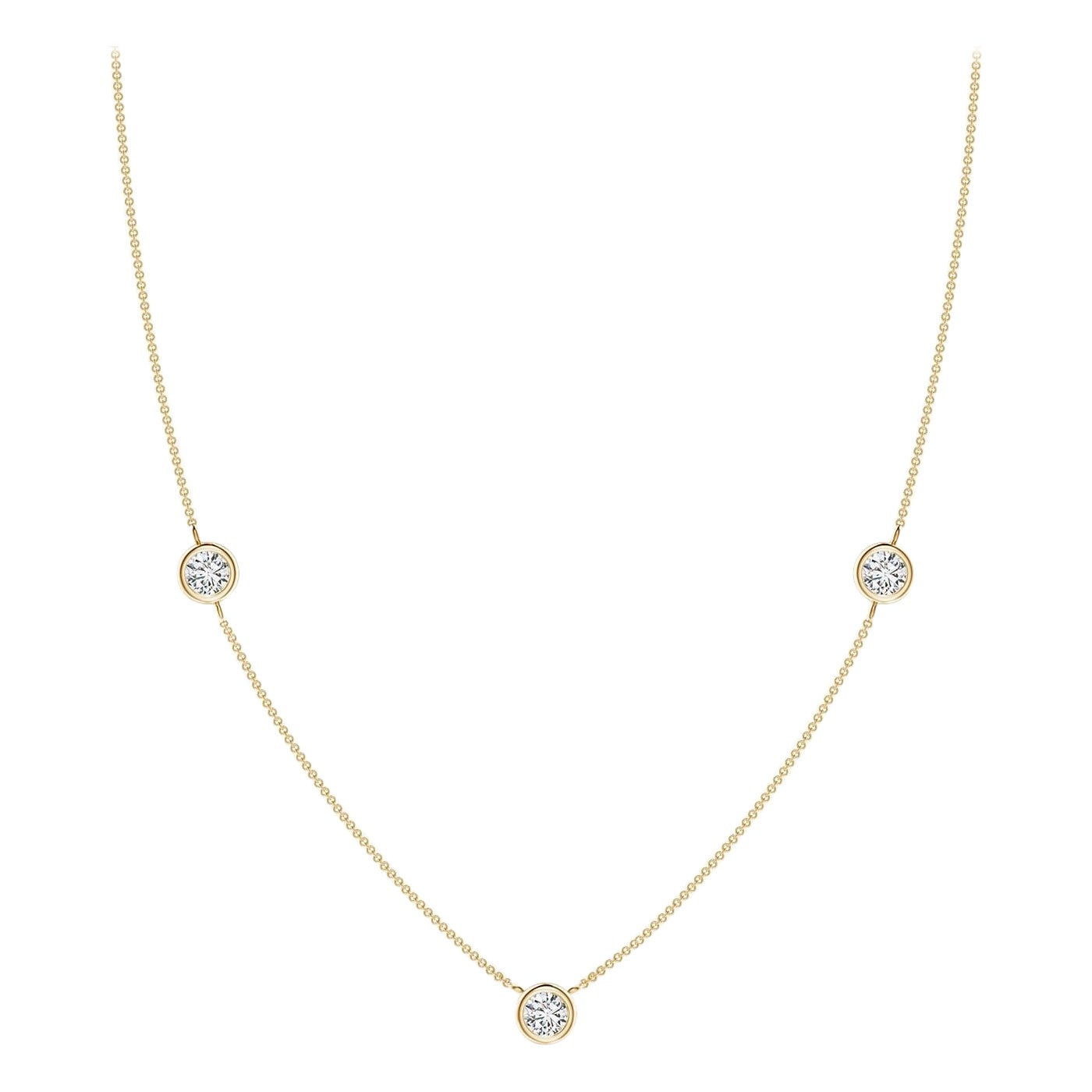 Collier à chaîne en or jaune 14K et diamants ronds sertis clos Angara Nature
