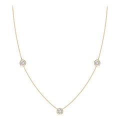 Collier à chaîne en or jaune 14K et diamants ronds sertis clos Angara Nature