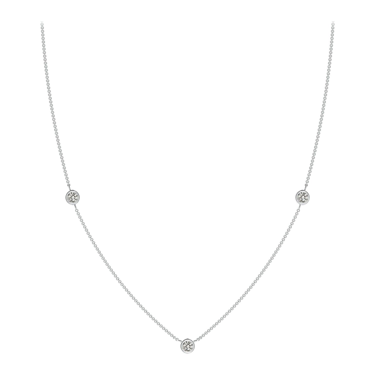 Collana a catena con diamanti rotondi incastonati di Angara Natural Bezel-Set in oro bianco 14K