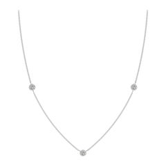 Collana a catena con diamanti rotondi incastonati di Angara Natural Bezel-Set in oro bianco 14K