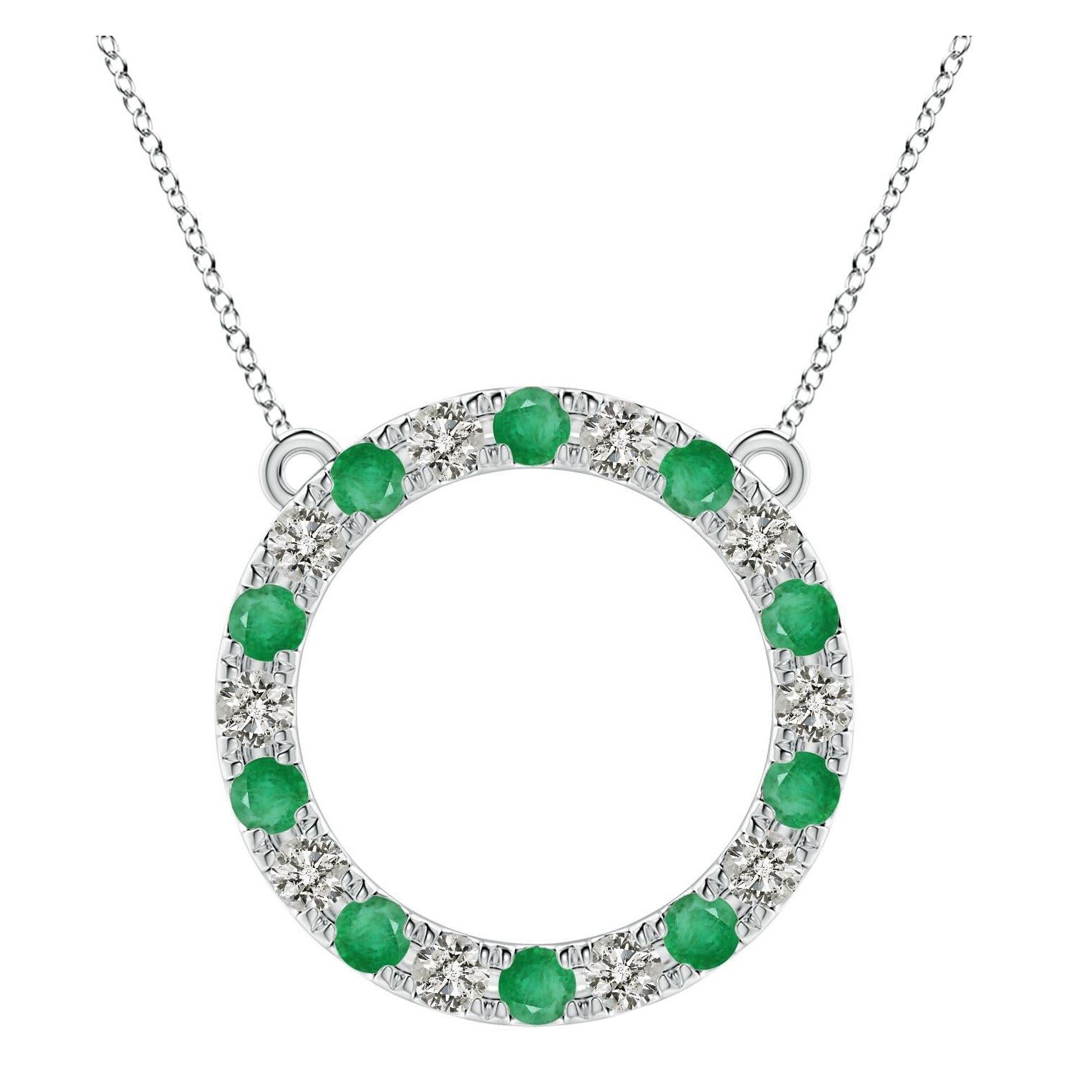 Angara Natural 1.5 ct Smaragd und Diamant Kreis Eternity Anhänger in Platin