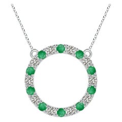 Angara Natural 1.5 ct Emerald and Diamond Circle Eternity Pendant in Platinum
