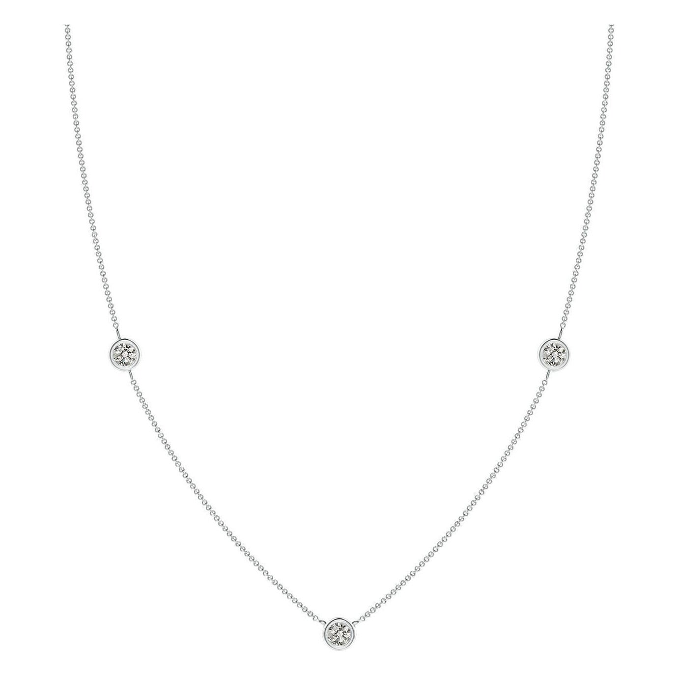 Collier à chaîne en or blanc 14 carats avec diamants ronds sertis clos Angara Nature