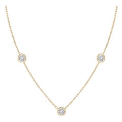 Collana con catena di diamanti Angara Nature con castone rotondo da 1,5 carati in oro giallo 14 carati