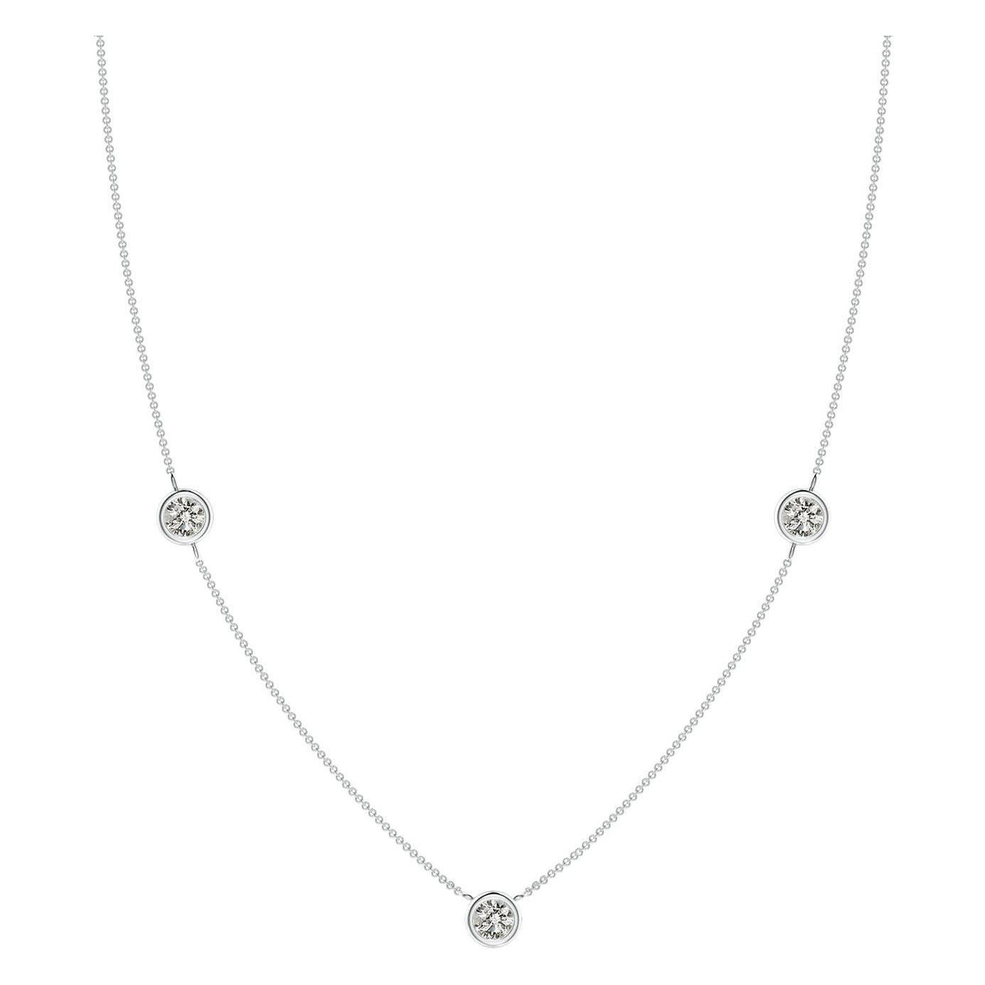 Collana a catena con diamanti rotondi incastonati di Angara Natural Bezel-Set in oro bianco 14K