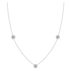 Collana a catena con diamanti rotondi incastonati di Angara Natural Bezel-Set in oro bianco 14K