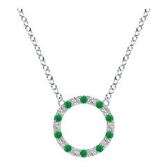 Angara Natürlicher Smaragd und Diamant Offener Kreis Ewigkeitsanhänger in Platin