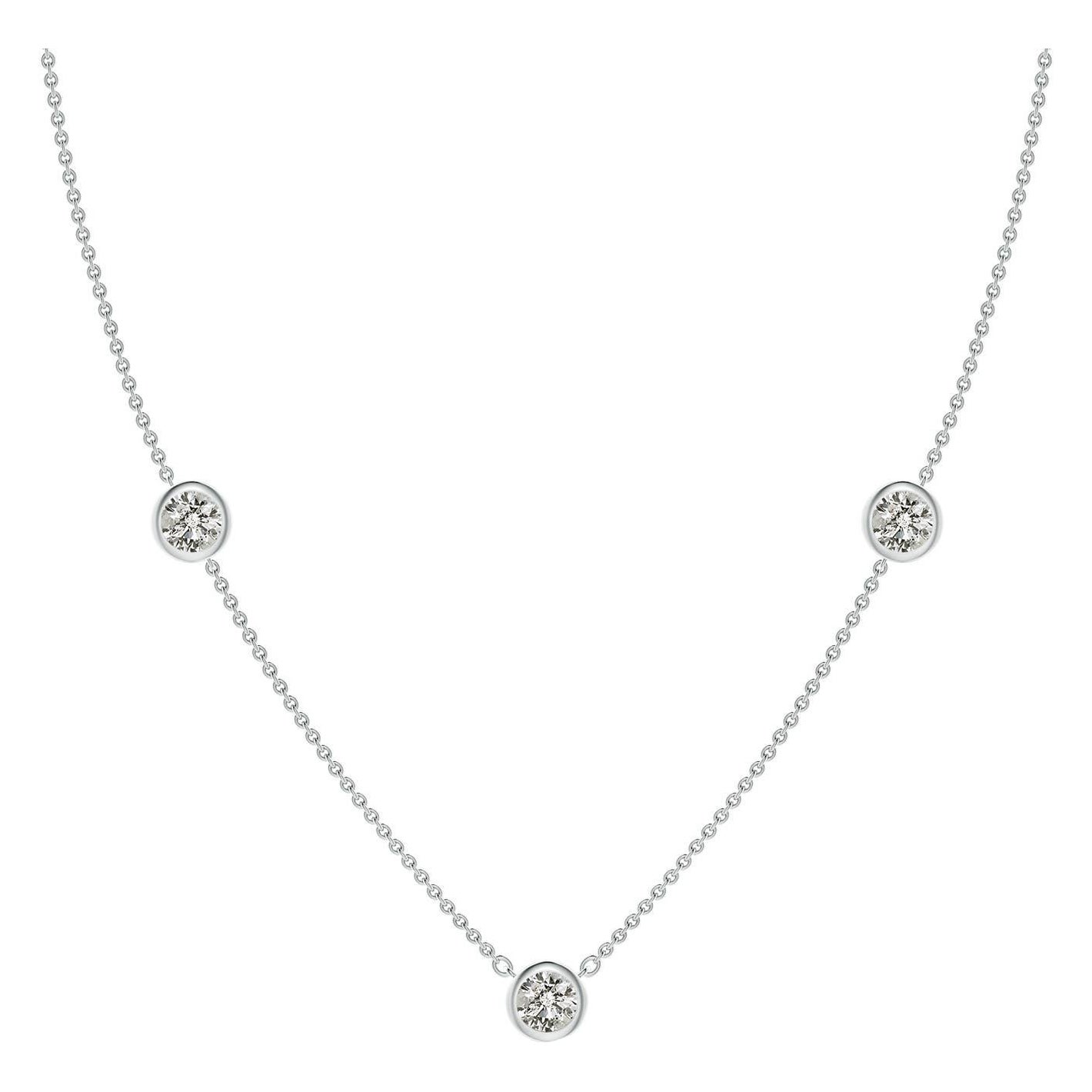 Collana con catena di diamanti Angara Natural Bezel-Set Round 1.5 ct in oro bianco 14K