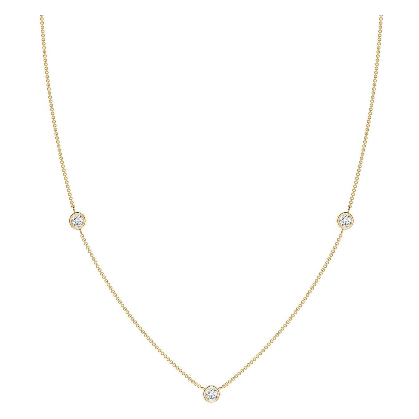 Collier à chaîne en or jaune 14K et diamants ronds sertis clos Angara Nature