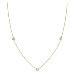 Collier à chaîne en or jaune 14K et diamants ronds sertis clos Angara Nature
