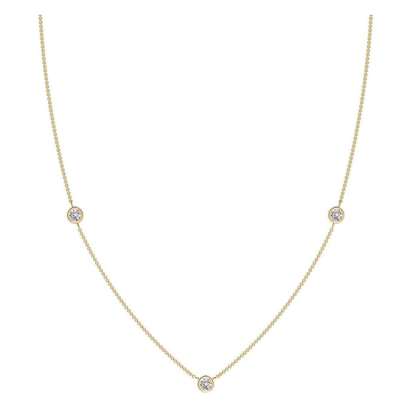 Collier à chaîne en or jaune 14K et diamants ronds sertis clos Angara Nature