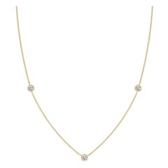 Collier à chaîne en or jaune 14K et diamants ronds sertis clos Angara Nature