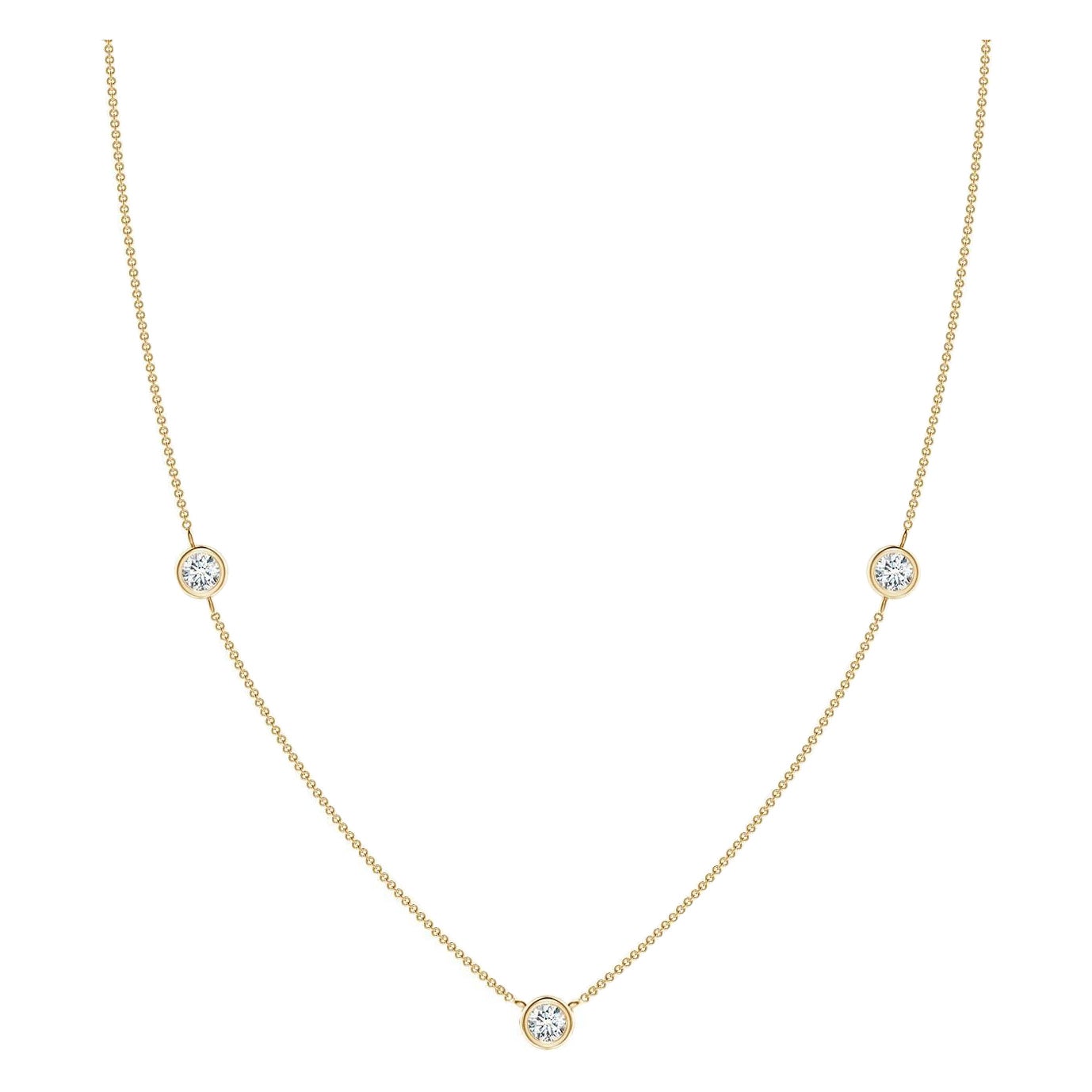 Collier à chaîne en or jaune 14K et diamants ronds sertis clos Angara Nature