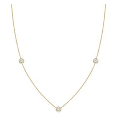 Collier à chaîne en or jaune 14K et diamants ronds sertis clos Angara Nature