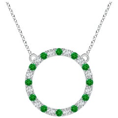 Pendentif d'éternité en or blanc 14K avec émeraude naturelle et diamant Angara