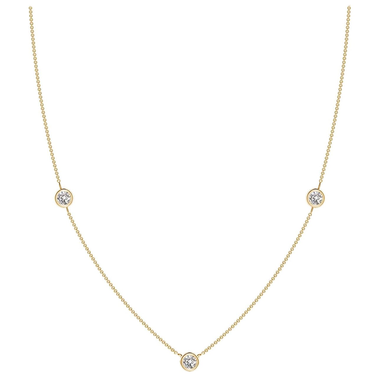 Collier à chaîne en or jaune 14K et diamants ronds sertis clos Angara Nature