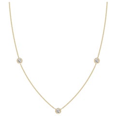 Collier à chaîne en or jaune 14K et diamants ronds sertis clos Angara Nature