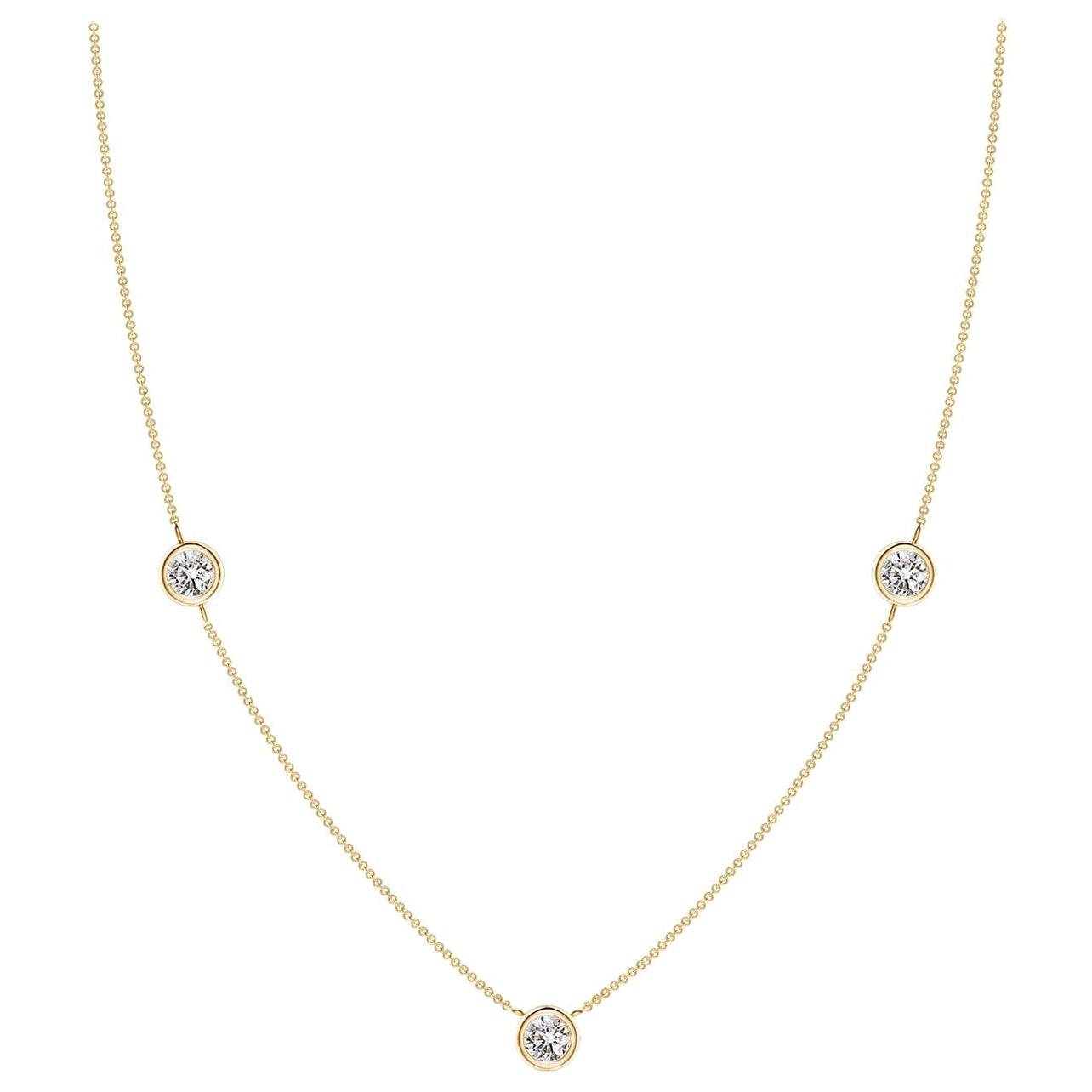 Collier à chaîne en or jaune 14K et diamants ronds sertis clos Angara Nature