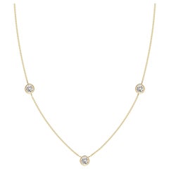 Collier à chaîne en or jaune 14K et diamants ronds sertis clos Angara Nature