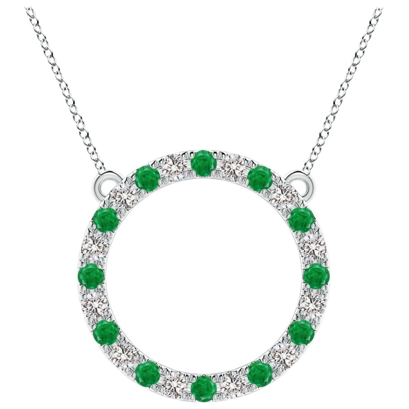 Angara Natural 1,2 ct Smaragd und Diamant Kreis Eternity Anhänger in Platin