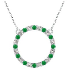 Angara Natural 1.2 ct Emerald and Diamond Circle Eternity Pendant in Platinum