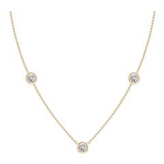 Collier de chaîne en or jaune 14K avec diamants ronds de 1,5 ct sertis au chaton Angara Nature