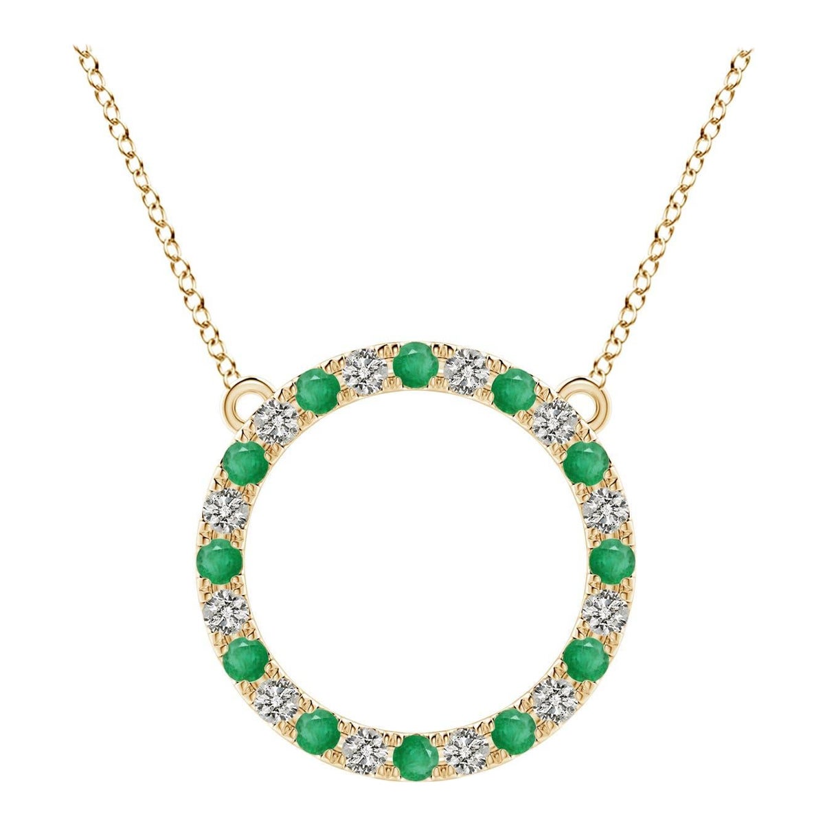 Angara Natürlicher Smaragd und Diamant Kreis Eternity-Anhänger in 14K Gelbgold