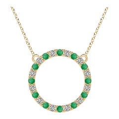 Angara Natürlicher Smaragd und Diamant Kreis Eternity-Anhänger in 14K Gelbgold