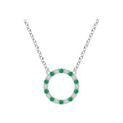 Angara Natürlicher Smaragd und Diamant Offener Kreis Ewigkeitsanhänger in Platin