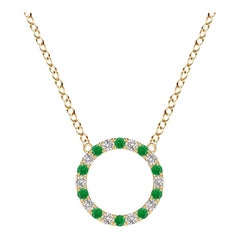 Colgante de Eternidad de Esmeralda Natural y Círculo de Diamantes de Angara en Oro Amarillo de 14 quilates