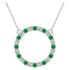 Angara Natural 1.2 ct Emerald and Diamond Eternity Pendant in 14K White Gold