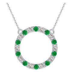 Angara Natural 1.5 ct Emerald and Diamond Eternity Pendant in 14K White Gold