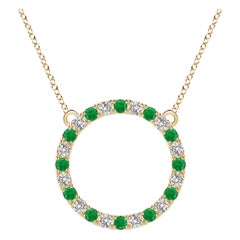 Angara Natürlicher Smaragd und Diamant Kreis Eternity-Anhänger in 14K Gelbgold